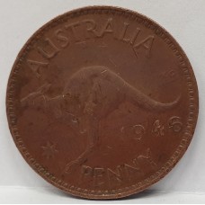 AUSTRALIA 1946 . ONE 1 PENNY . VERY DISTINCT RED DETAIL